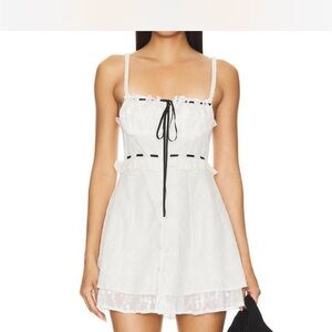 For Love And Lemons White Mini Dress with Black Accents